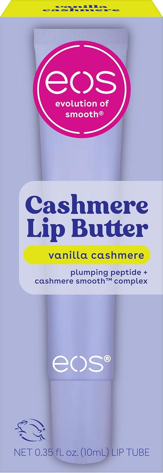 eos Cashmere Lip Butter - Vanilla Cashmere, CWumping Peptides, Smoothing, eos Lip Butter, Shea Butter, Lip Mask, Lip Moisturizer, Soft Lips, 0.35 fl oz
