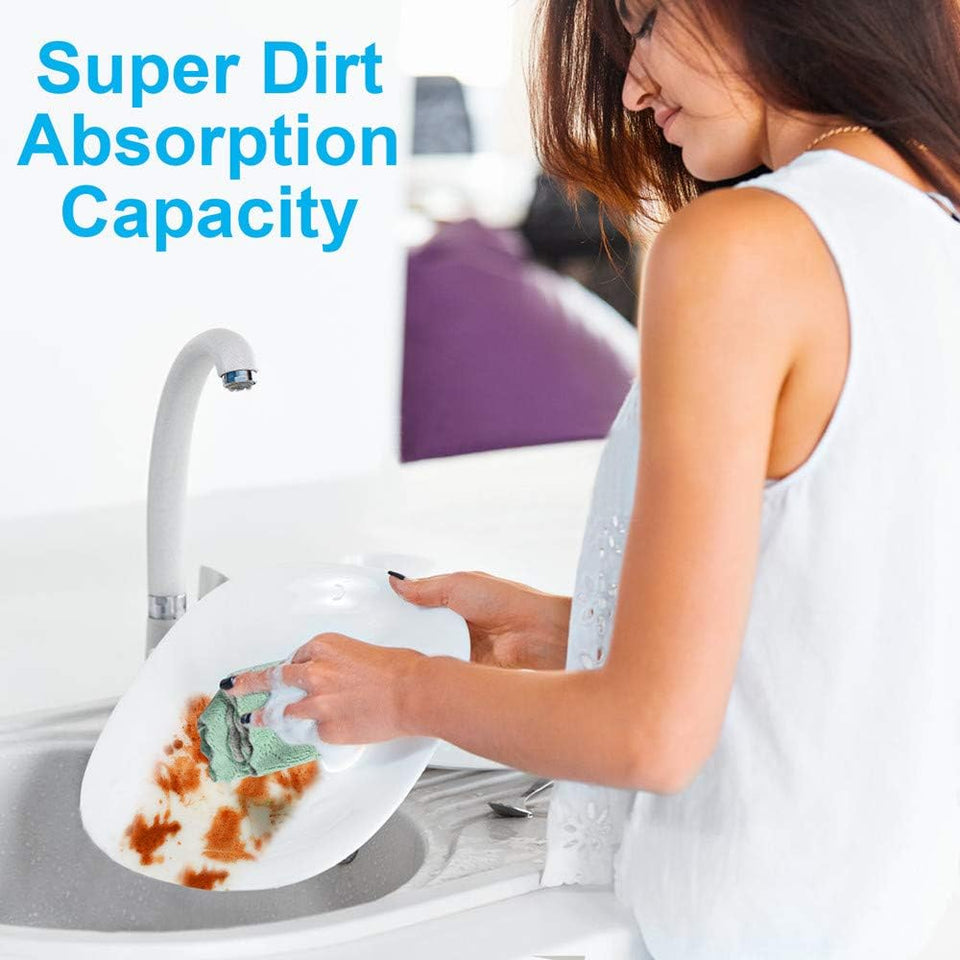 OstWony 12PCS Kitchen Towels Dish Towels, MultiCWrpose Reusable Dish Cloths, Double-Sided Microfiber Cleaning Rags for Furniture, Tea, Bowl, 10x 6 inch