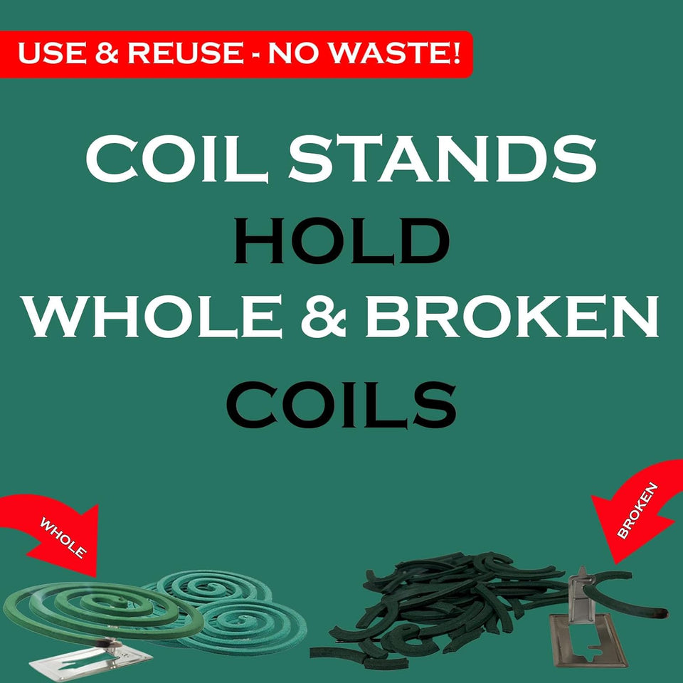 W4W Mosquito Repellent Coils - Outdoor Use Reaches Up to 10 feet - Each Burns for 5-7 Hours (Three Pack Contains 12 coils & 6 Stands)