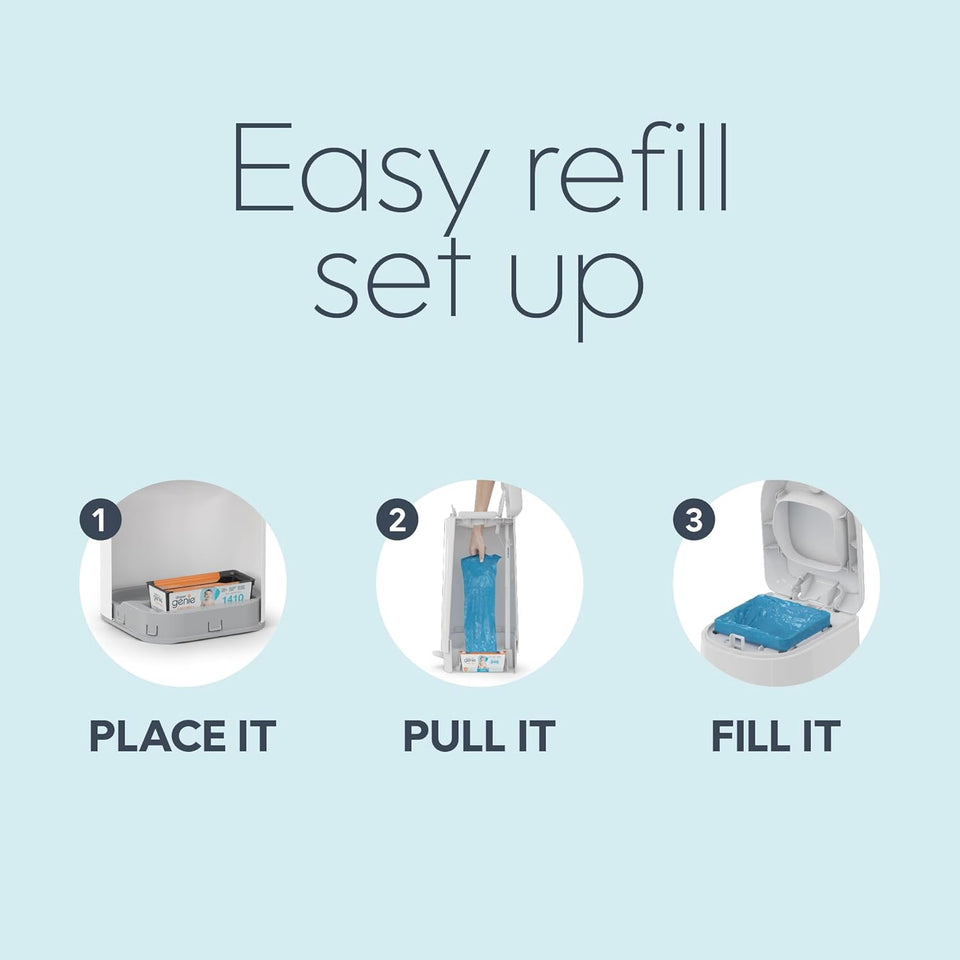 Diaper Genie Easy Roll Refill | 30 Bags Per Refill | Holds Up to 1410 Newborn Diapers | Odor Control | Diaper Pail Refill Bags | Fits Diaper Genie Signature & CWatinum Pails