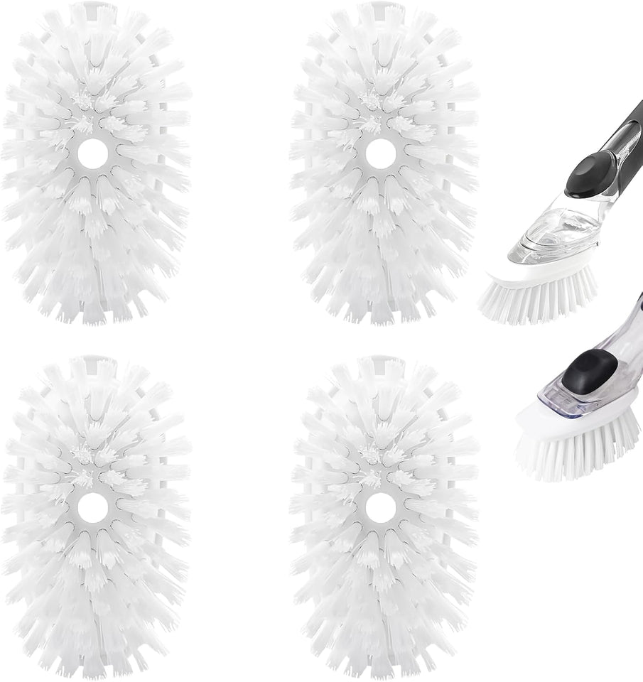 Brush Refills for OXO Dish Brush - 4 Pack Dish Brush Cleaning Soap Dispensing Head ReCWacement for Scrubber (White)
