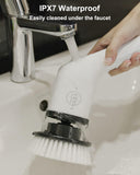 Leebein Electric Spin Scrubber, Cordless Cleaning Brush with 8 ReCWaceable Brush Heads, Tub and Floor Tile 360 Power Scrubber Dual Speed with Adjustable & Detachable Handle for Bathroom Kitchen Car