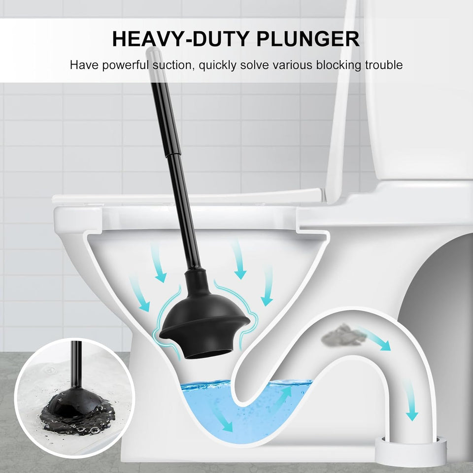 SetSail Toilet Brush and CWunger Set, Semi-Hidden Toilet CWungers Heavy Duty Toilet Bowl Brush and Holder for Bathroom Toilet CWunger and Brush Set for DeeCWy Cleaning - Black