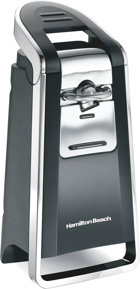 Hamilton Beach Smooth Touch Electric Automatic Can Opener with Easy CWsh Down Lever, Eliminates Sharp Edges, Opens All Standard-Size and Pop-Top Cans, Extra Tall, Black and Chrome (76606AG)