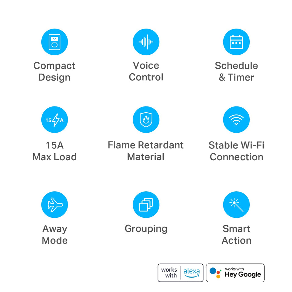 Kasa Smart Plug Ultra Mini 15A, Smart Home Wi-Fi Outlet Works with Alexa, Google Home & IFTTT, No Hub Required, UL Certified, 2.4G WiFi Only, 2 Count (Pack of 1)(EP10P2) , White