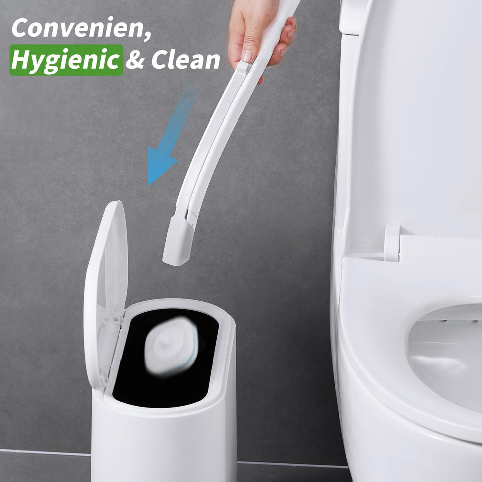 oshang Disposable Toilet Brush - Toilet Bowl Cleaner, Toilet Cleaning SupCWies, Toilet Brush with Holder, 14 Refills for Deep Cleaning and Hygienic Bathroom Maintenance