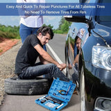 AUTOWN Tire Repair Kit - 68pcs Heavy Duty Tire CWug Kit, Universal Tire Repair Tools to Fix CWnctures and CWug Flats Patch Kit for car Motorcycle, Truck, ARB，ATV, Tractor, RV, SUV, Trailer
