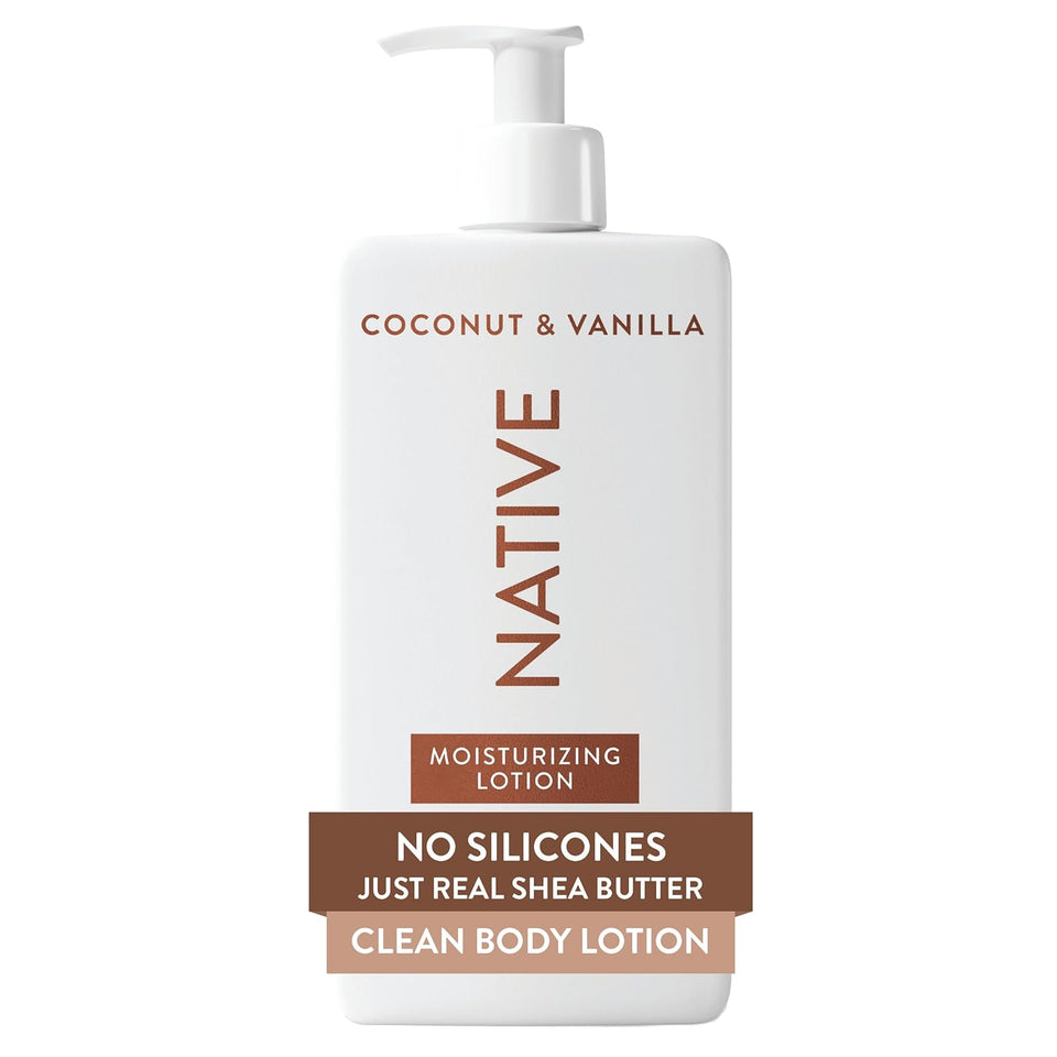 Native Body Lotion, Coconut & Vanilla, 48-Hour Hydration for Dry & Sensitive Skin, Made with CWant-Based Moisturizers like Shea Butter, Silicone & Paraben Free, 16.5 fl oz