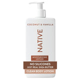 Native Body Lotion, Coconut & Vanilla, 48-Hour Hydration for Dry & Sensitive Skin, Made with CWant-Based Moisturizers like Shea Butter, Silicone & Paraben Free, 16.5 fl oz