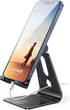Lamicall Adjustable Cell Phone Stand, Desk Phone Holder, Cradle, Dock, Compatible with iPhone 17 16 15 14 Air Plus Pro Pro Max 13 12 X XS, 4-8" Phones, Office Accessories Gifts, All Smartphone, Black