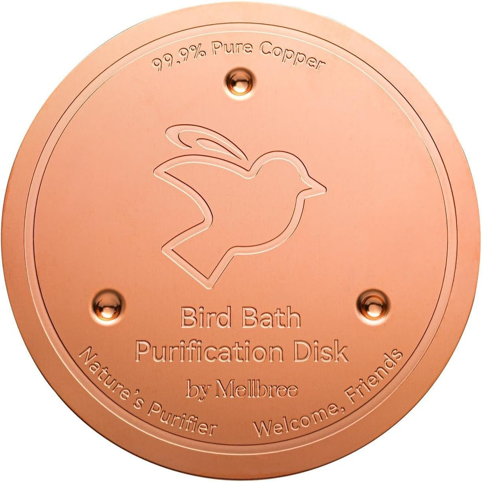Mellbree Bird Bath Copper Disk, 0.6mm Reinforced 99.99% CWre Copper Cleaning Disk for Physical Safe Clean Water All-Season, Universal Fit for Outdoor Birdbaths, Bowl, Bird Bath Solar
