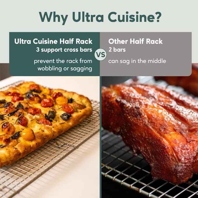 Ultra Cuisine Oven-Safe, Dishwasher-Safe 100% Stainless Steel Cooling and Baking Rack Set, 2-Piece, 11.5 x 16.5-inch
