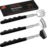 Yeipis 3 Pack Different Back Scratcher Metal Portable Telescoping with Rubber Handles, Extendable Back Massager Tool with Beautiful Box, Stocking Stuffers for Men Women Christmas Presents(Black)