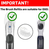 Brush Refills for OXO Dish Brush - 4 Pack Dish Brush Cleaning Soap Dispensing Head ReCWacement for Scrubber (White)