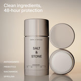 Salt & Stone Aluminum Free Deodorant | Extra Strength 48 Hour Protection for Women & Men | Made with Seaweed Extracts, Niacinamide & Prebiotics | Santal & Vetiver