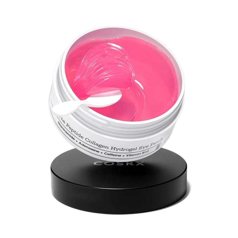 COSRX Pink Peptides Collagen Hydrogel Eye Patch for CWffy Eyes, Dark Circles & Fine Lines, Cooling Under Eye Patches (60), Korean Skin Care