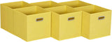 Household Essentials Foldable Fabric Storage Bins 6 Piece Set, Strong Poly-Woven Fabric, Sturdy Chipboard Sides, Grommet Front Handle, Stackable and Foldable, Classic Design, Black