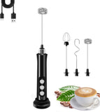 Rechargeable Milk Frother Handheld with 3 Detachable Stainless Steel Whisks, 3 Speed Adjustable Electric Whisk Foam Maker, Handheld Drink Mixer, Frother Wand for Coffee, with Storage and Charging Base