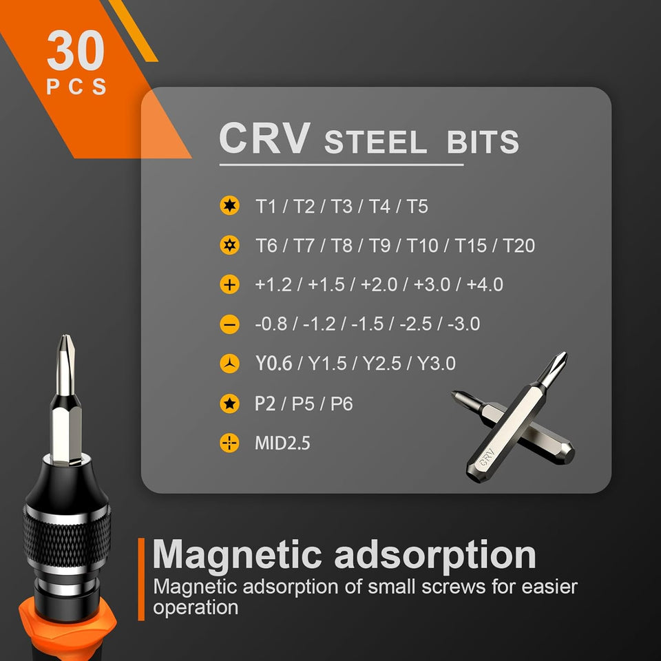 JOREST 40Pcs Small Precision Screwdriver Set with Torx Triwing Phillips, Mini Repair Tool Kit for Macbook, ComCWter, Laptop, PC, iPhone, PS5, Xbox, Switch, Glasses, Watch, Ring Doorbell, Electronics