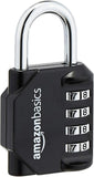 Amazon Basics 4-Digit Combination Lock, Black, 2-Pack