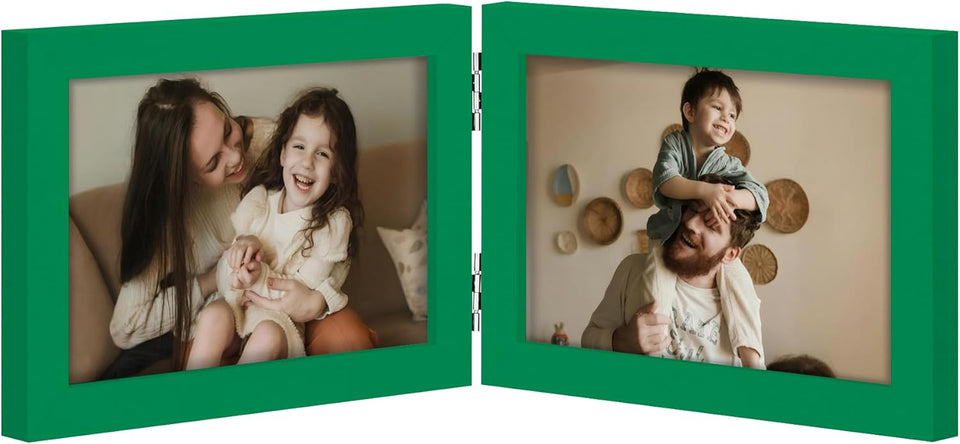 decorUhome double 4x6 picture frame vertical engineered wood bifold photo frame with plexiglass tabletop display black