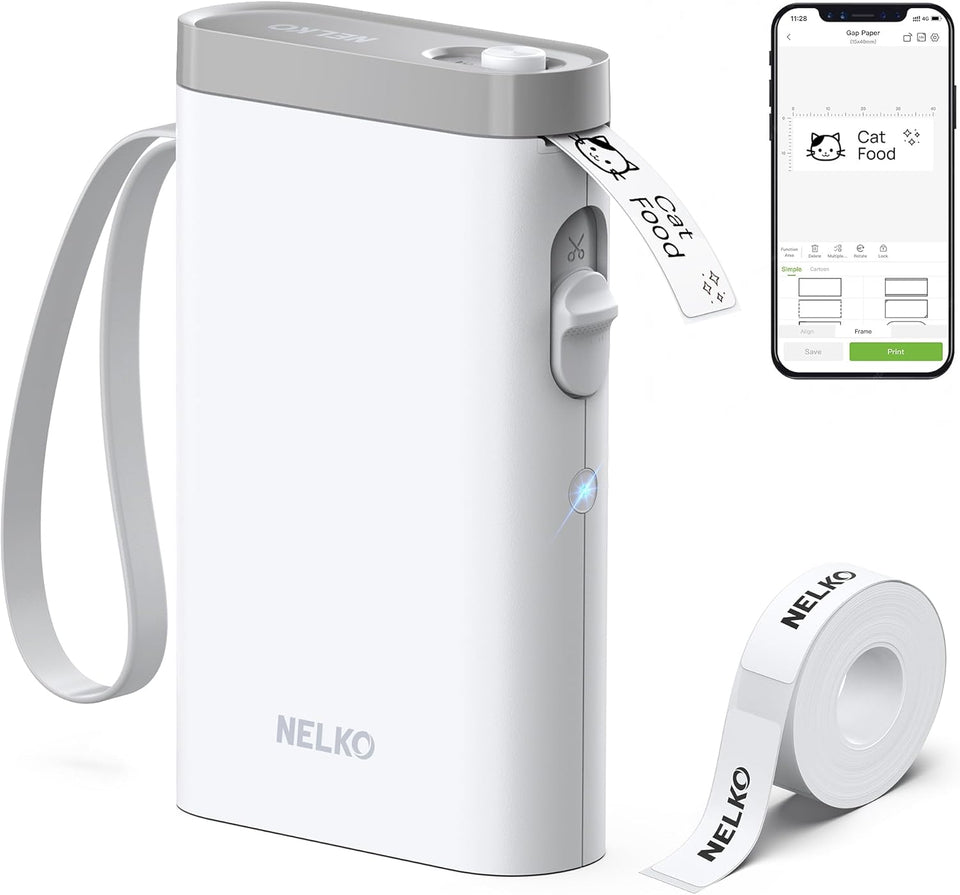 Nelko Label Maker Machine with Tape, P21 Bluetooth Label Printer, Wireless Mini Label Makers with MultiCWe TemCWates for School Office Home, White