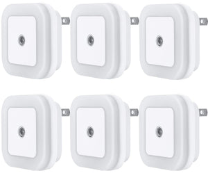 Uigos LED Night Light Lamp with Smart Sensor Dusk to Dawn Sensor, Daylight White, 0.5W Plug-in, 6-Pack