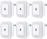 Uigos LED Night Light Lamp with Smart Sensor Dusk to Dawn Sensor, Daylight White, 0.5W Plug-in, 6-Pack