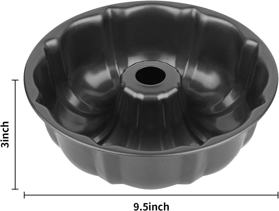 9.5" Non-stick Cake Pan, Heavy Duty Carbon Steel Fluted Tube Round Baking Pan,Buntz Pound Cake Pan Mold,Tube Bakeware,Baking Mold for Jello,Gelatin,Chocoflan,Flan