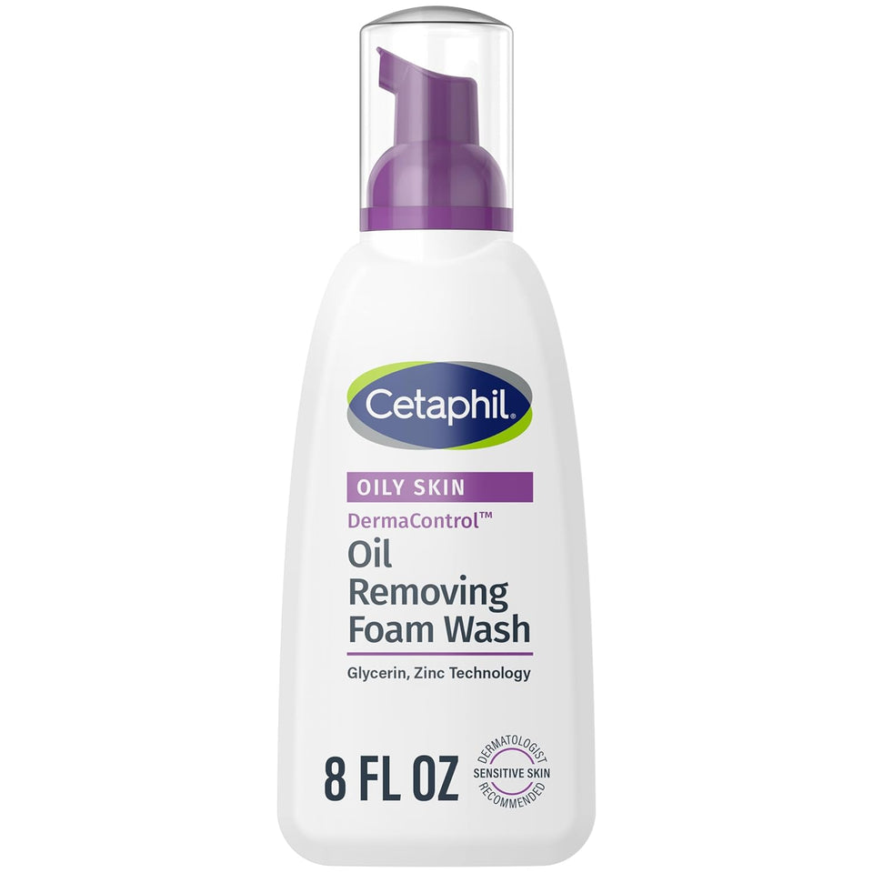 Cetaphil Pro Oil Removing Foam Wash, Foaming Facial Cleanser, Fragrance Free Formula Suitable for Sensitive Skin, 8 Fluid Ounce (Pack of 3)