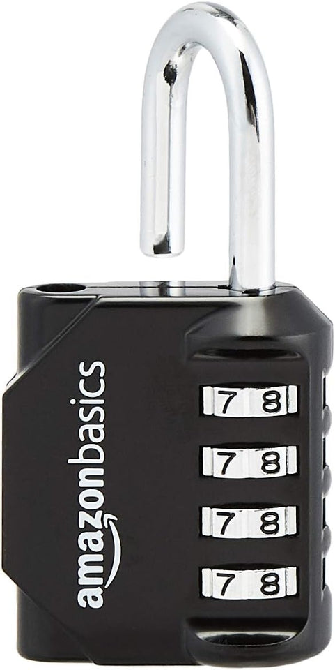 Amazon Basics 4-Digit Combination Lock, Black, 2-Pack