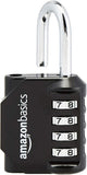 Amazon Basics 4-Digit Combination Lock, Black, 2-Pack