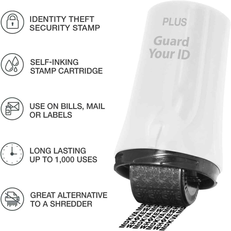Guard Your ID Advanced 2.0 Roller 3-Pack for Identity Theft Protection, Turquoise, Green, White Stamp Set