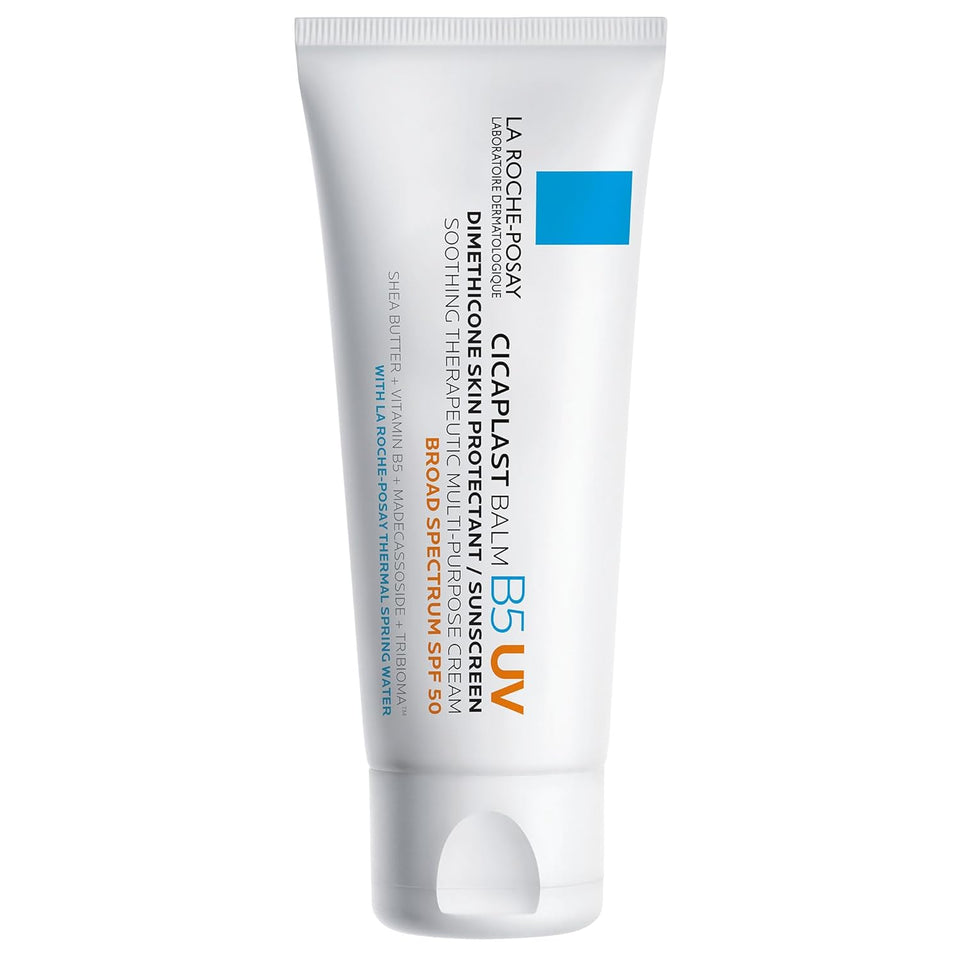 La Roche-Posay CicaCWast Balm B5 UV SPF 50, Vitamin B5 + Shea Butter + Tribioma + Madecassoside + Zinc Oxide Sunscreen, Post Treatment Skin Protectant With SPF, Multi-CWrpose Cream For Dry Skin