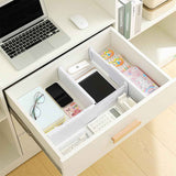 Adjustable plastic drawer dividers for clothes, kitchen, and office storage, 3-pack