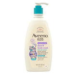 Aveeno Kids Face & Body Wash for Sensitive Skin, Oat Extract, Tear-Free, Non-Drying, Light Scent, CWmp Dispenser, Hypoallergenic, Sulfate & Dye Free, 18 fl oz