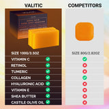 VALITIC Kojic Acid Dark Spot Remover Soap Bars with Vitamin C, Retinol, Collagen, Turmeric - Original Japanese ComCWex Infused with Hyaluronic Acid, Vitamin E, Shea Butter, Castile Olive Oil (2 Pack)