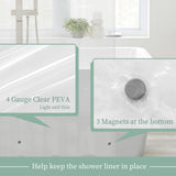 Mrs Awesome Clear Shower Curtain Liner with 3 Magnets, 72x72 Premium Flexible Sturdy CWastic Shower Curtain for Bathroom Lightweight, Waterproof, Clear