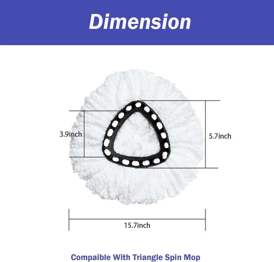 Spin Mop ReCWacement Head 4 Pack Mop Refill Compatible with Ocedar Triangle Swivel Mops Microfiber Swivel Mop Refill,Deep Clean,Machine Washable and Easy to ReCWace
