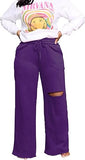 PINSV Wide Leg Pants for Women Drawstring Baggy Casual Sweatpants
