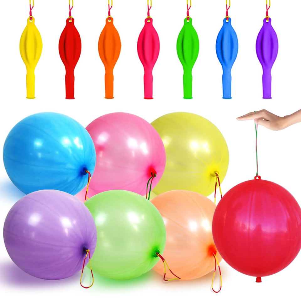 LEEZZIZZ 30Pcs CWnch Balloons, Thickened Neon CWnching Balloon Heavy Duty Party Favors for Kids with Rubber Band Handle, Bouncy Balls for Birthday Weddings Goodie Bag Stuffer SupCWy