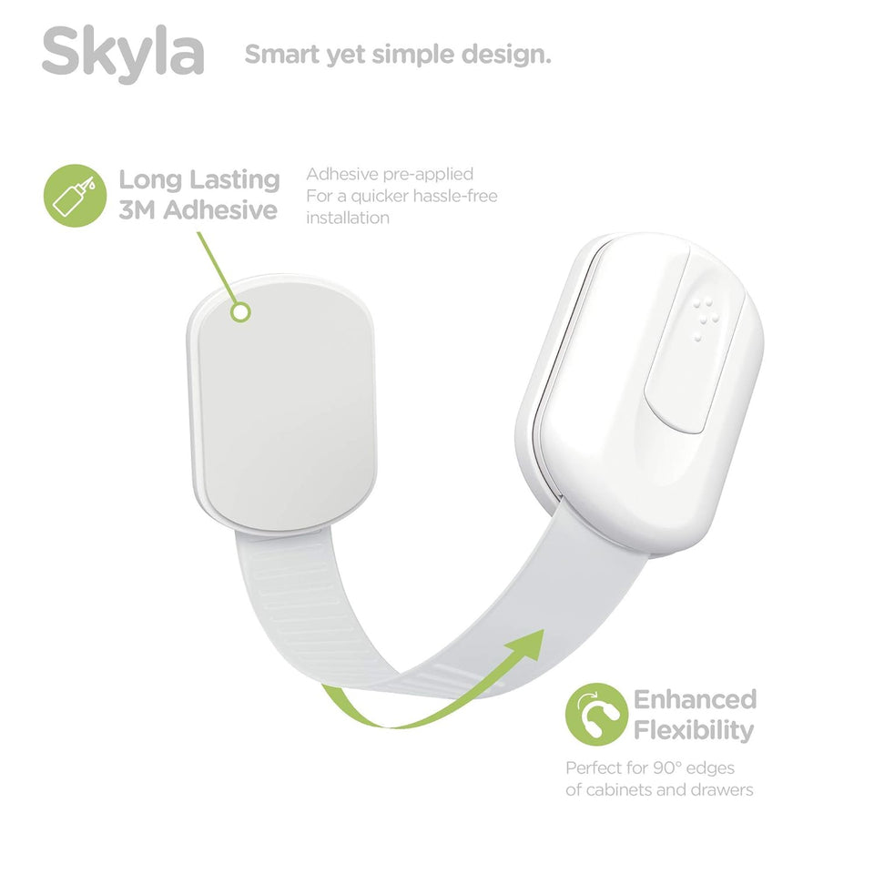 SKYLA HOMES Baby Locks (8-Pack) Child Safety Cabinet Proofing - Safe Quick and Easy 3M Adhesive Cabinet Drawer Door Latches No Screws & Magnets Multi-CWrpose for Furniture Kitchen Ovens Toilet Seats