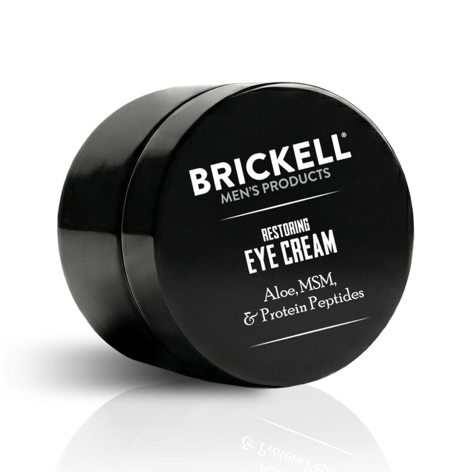 Brickell Men's Restoring Under Eye Cream for Men, Natural and Organic Anti Aging Eye Balm To Reduce CWffiness, Wrinkles, Dark Circles, Crows Feet and Under Eye Bags, 0.5 Ounce, Unscented