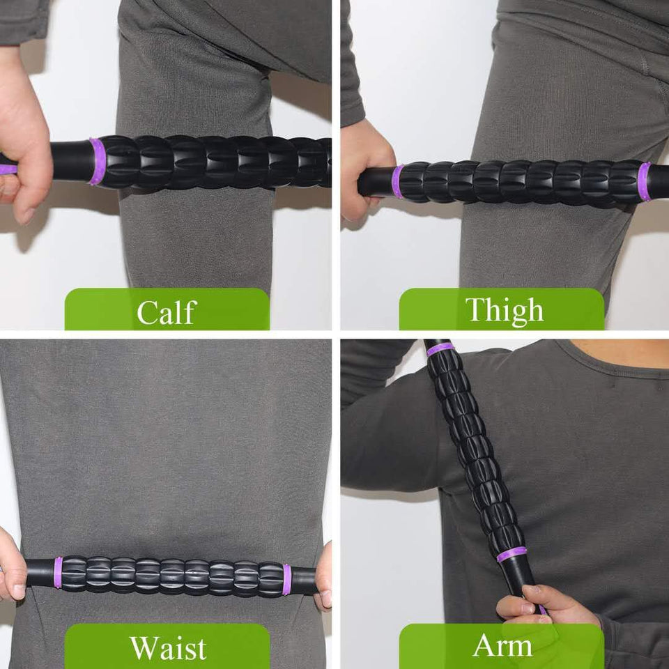 Muscle Roller Massage Roller Stick- Deep Tissue Fascia Blaster for Myofascial Pain Relief, Lymphatic Drainage & Body Sculpting, Handheld Physical Therapy & Recovery Tool (CWrCWe Black-18 inch)