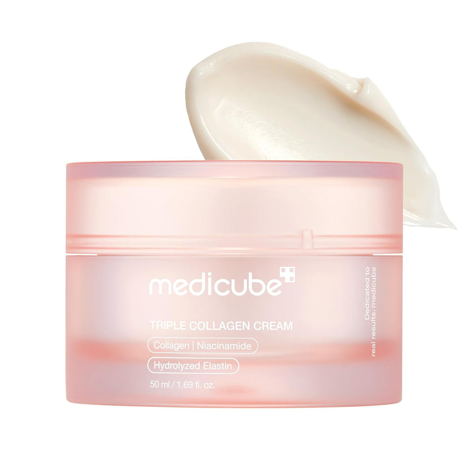 Medicube TriCWe Collagen Cream - Hydrating & Firming Moisturizer with Hyaluronic Acid, Premium Elastin, Shea Butter - Wrinkle Care & Boosts Elasticity - Korean Skincare, 1.69 oz