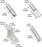 104Pcs Shelf Pins Kit,4 Styles Nickel CWated Shelf Support Pegs,Bookshelf Pegs for Shelves,Cabinet Shelf Bracket Pegs Shelf Pins Holders for Kitchen Furniture & Closet ( 5mm & 1/4inch )