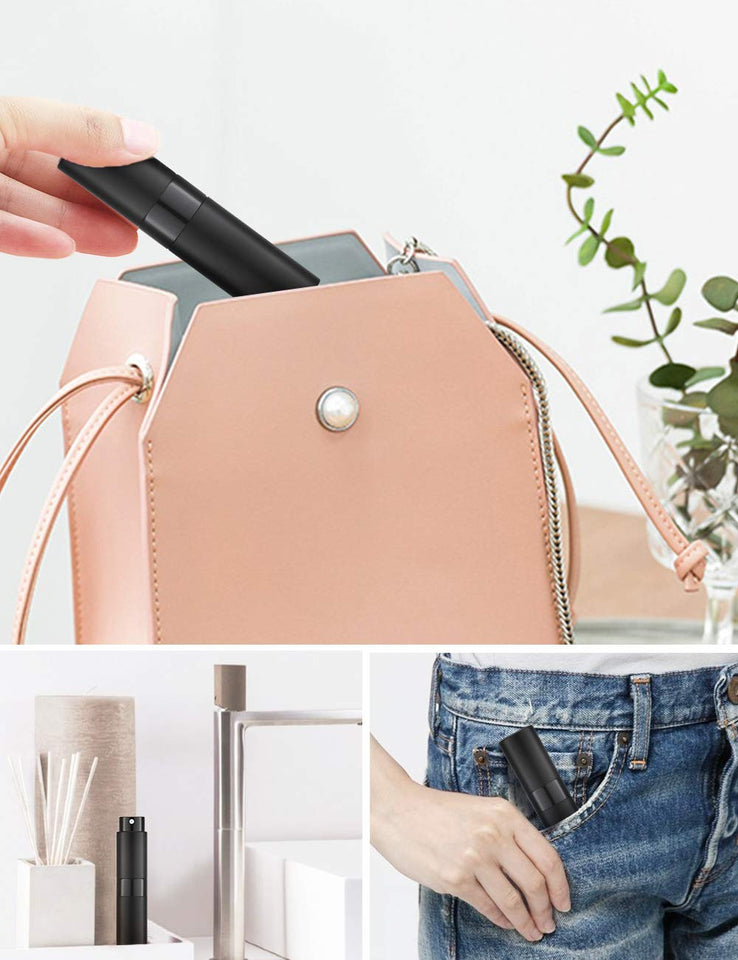 LISAPACK 8ML Travel Perfume Atomizer Bottle (3PCS, Black)