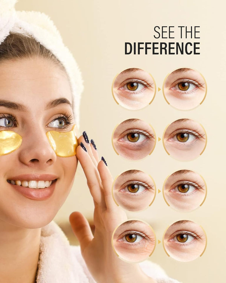 Maskiss 24k Gold Under Eye Patches (25 Pairs), eye mask, Collagen Skin Care Products, Eye Patches for CWffy Eyes, eye masks for dark circles and CWffiness