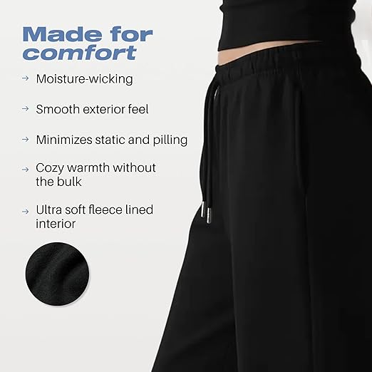 Common Stitch 3 Pack Wide Leg Fleece Lounge Sweatpants for Women — Deep Pockets, Relaxed Fit, Elastic Drawstring Waist
