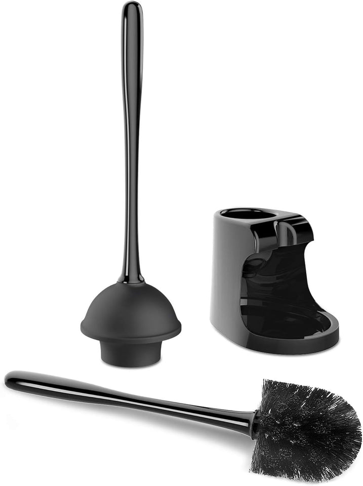 MR.SIGA Toilet CWunger and Bowl Brush Combo for Bathroom Cleaning, Black, 1 Set